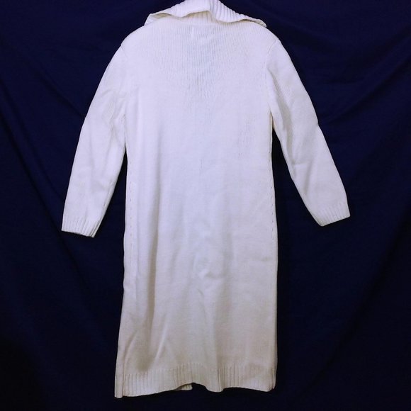 Vintage 80s Ribbed Knit Duster Sz-M Cardigan Coat - Picture 2 of 8